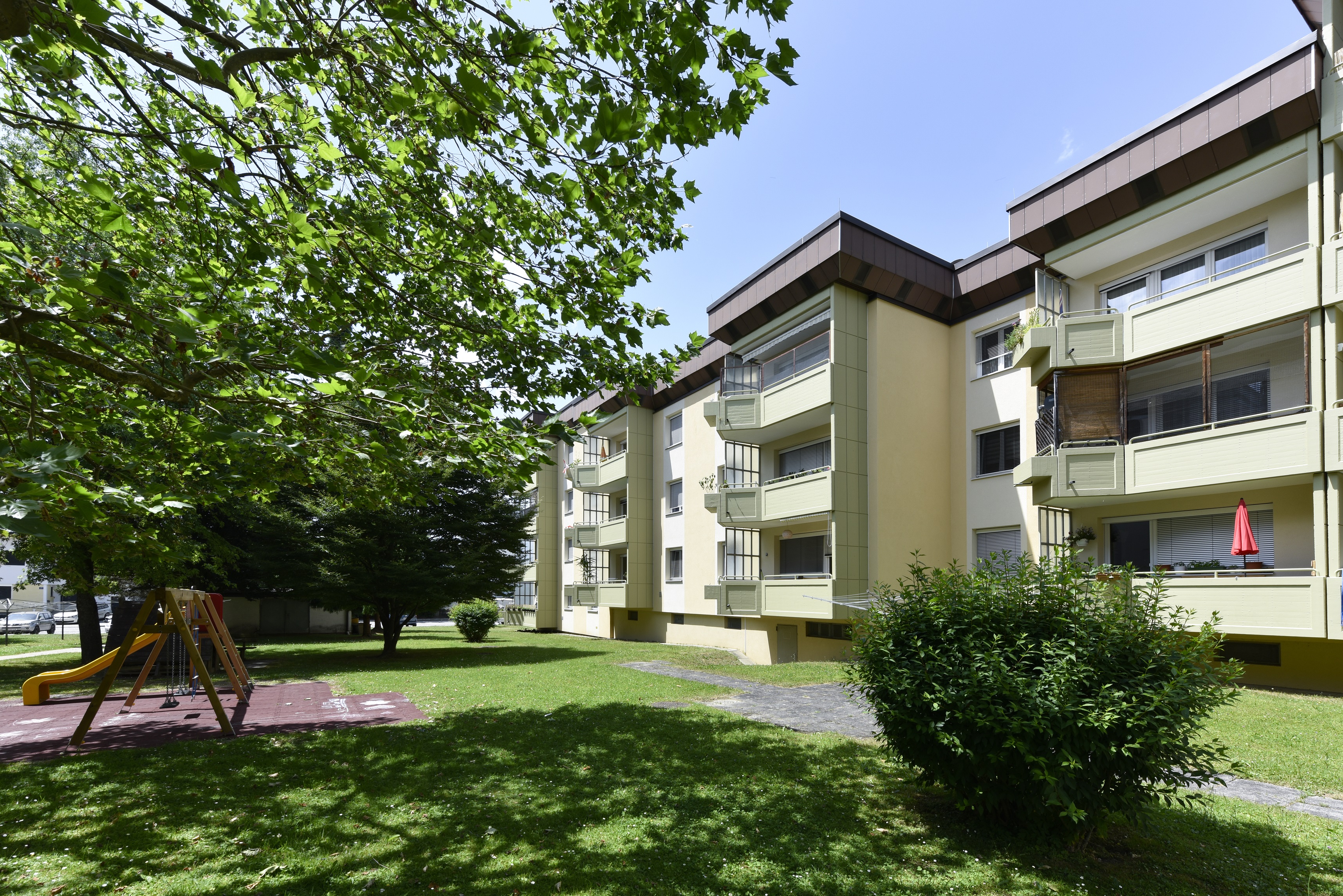 A residential house with children's playground