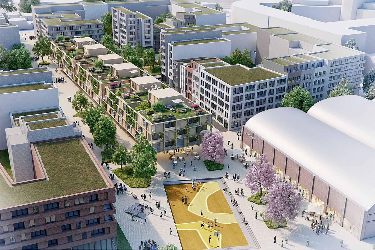 Visualization of the new building project Stuhlrohrquartier in Hamburg