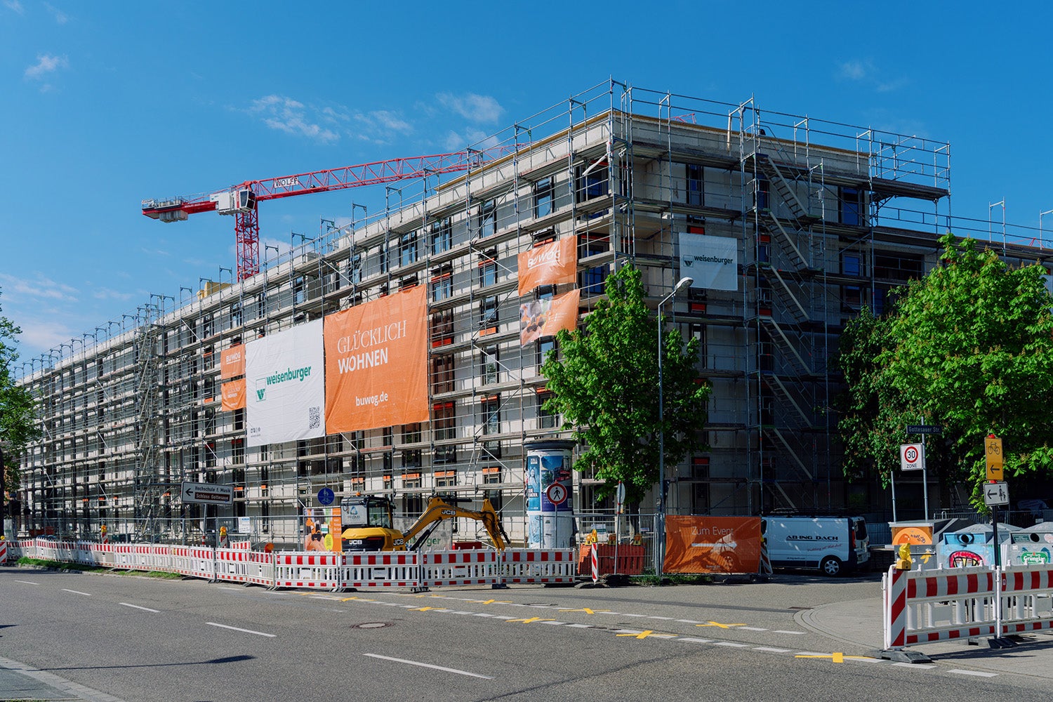 Rohbau eines Wohnungsneubaus in Karlsruhe