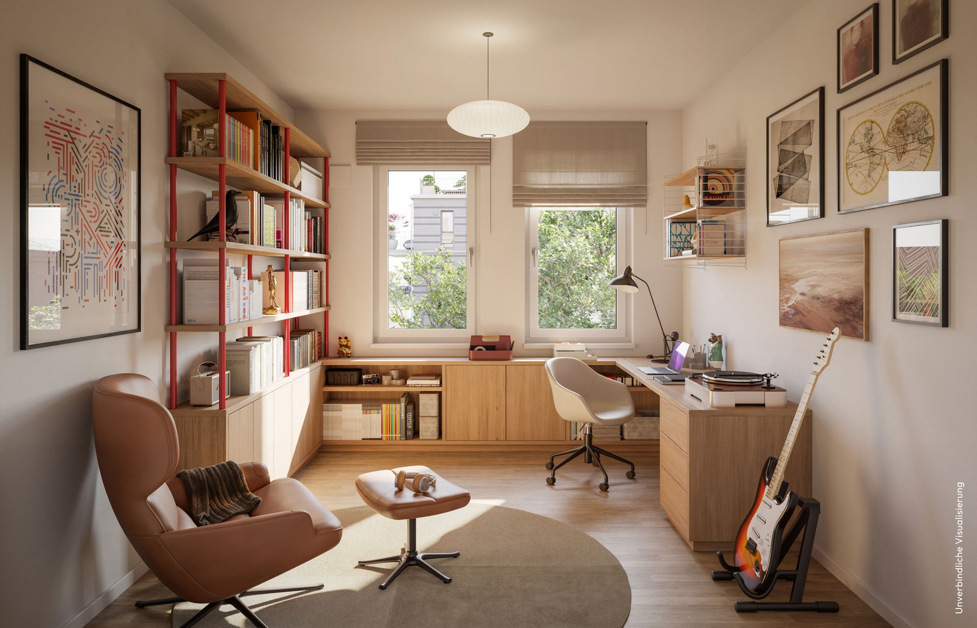 Visualisierung des Neubauprojekts BUWOG ARBOR in Berlin-Köpenick mit Blick in ein HomeOffice